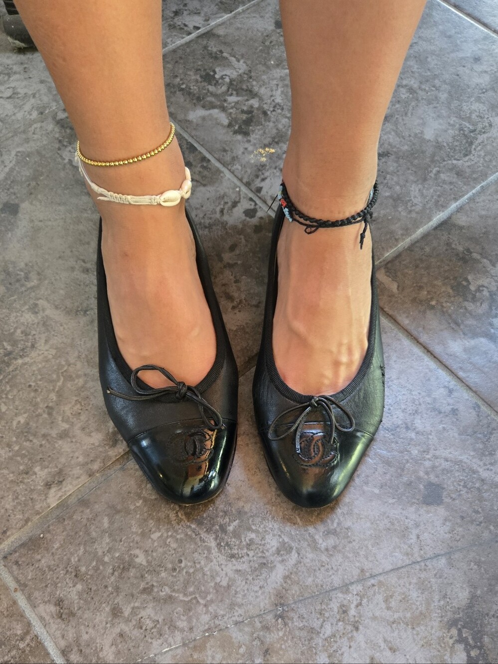 Chanel Vintage Ballet Flats Shoes Slippers Black Lambskin Leather Size 35.5 - Picture 14 of 16